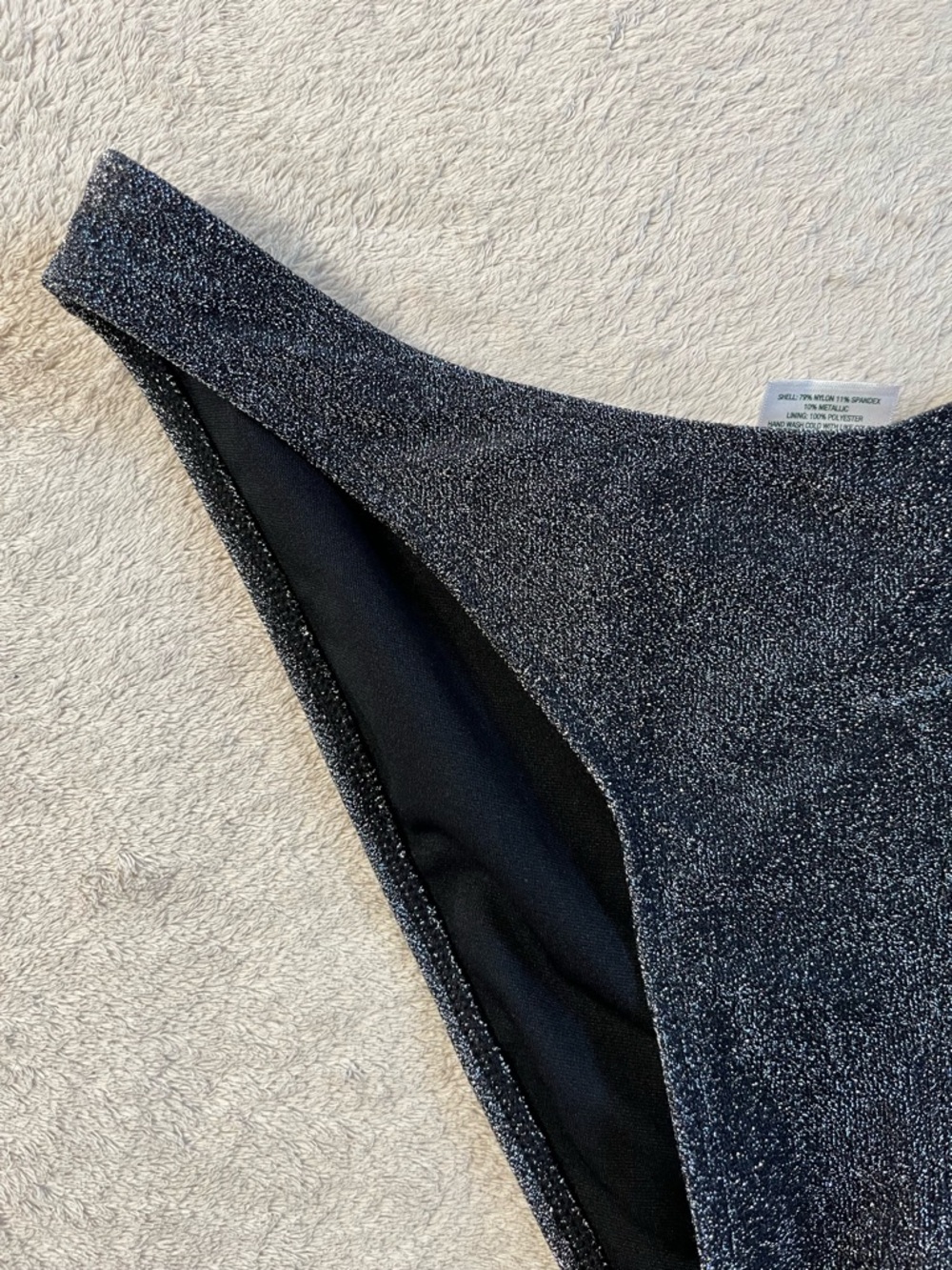 Wild Fable Women Black Low Rise Bikini Bottoms Medium (8-10) NWT Metallic Cheeky - Picture 2 of 7